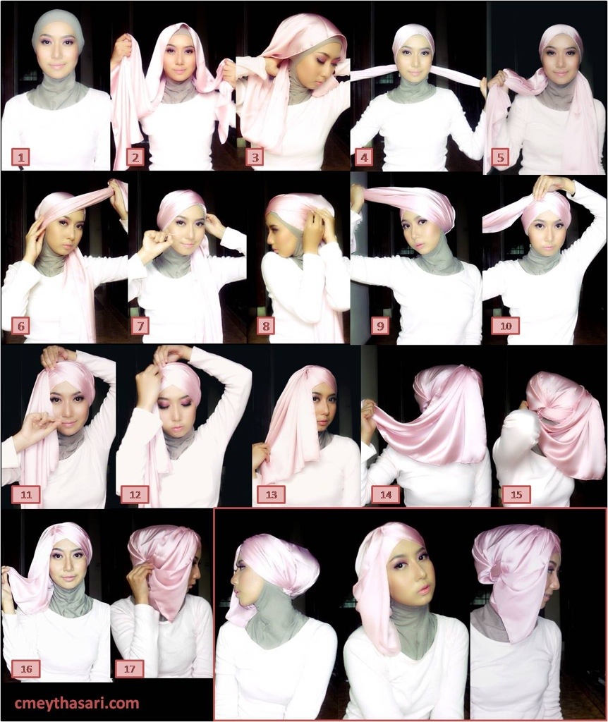23 Gambar Menarik Tutorial Hijab Pesta Bahan Satin Bisa Didownload